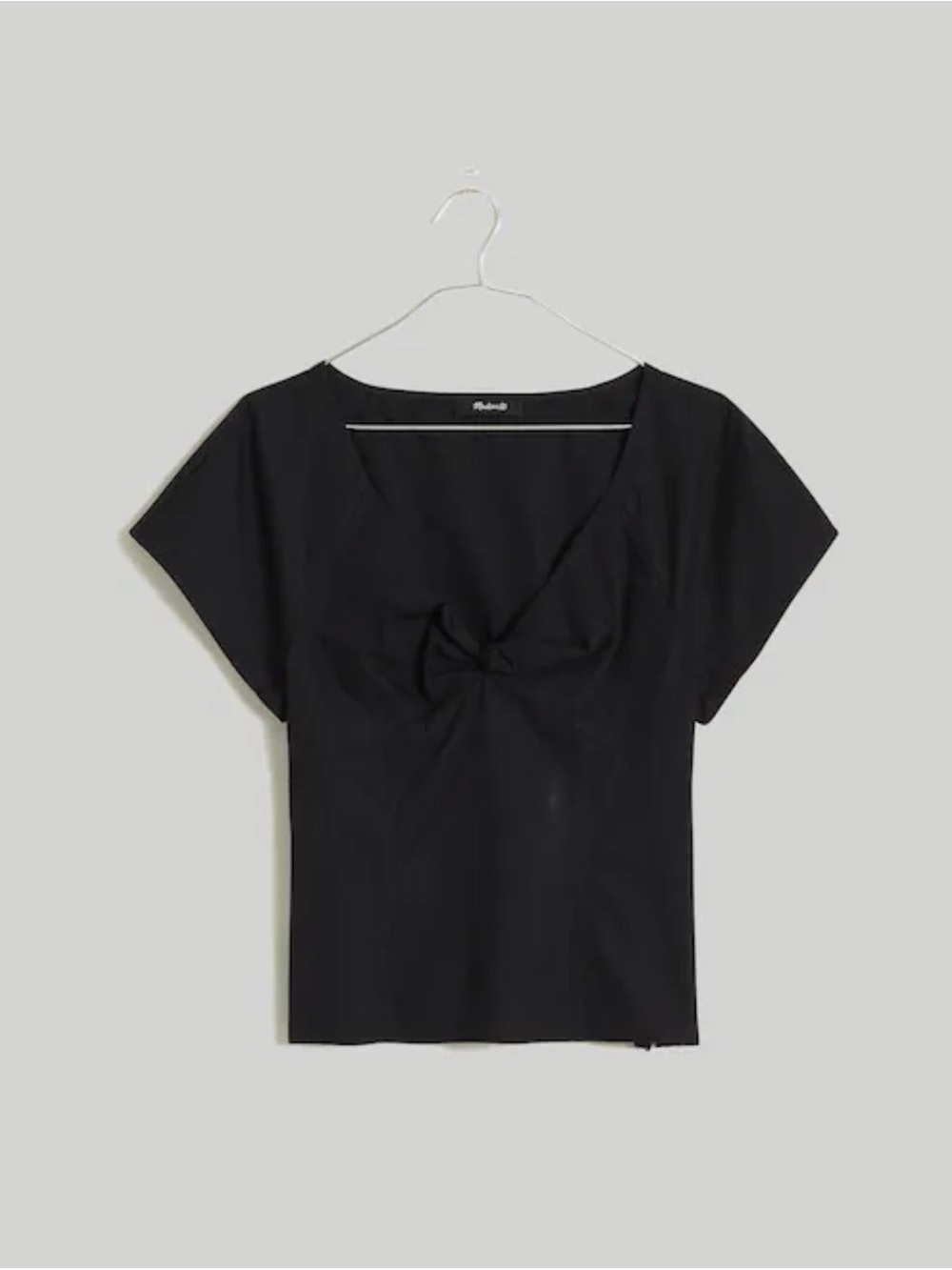 Madewell Black Knot-Front Short Sleeve blouse size 2 NWT